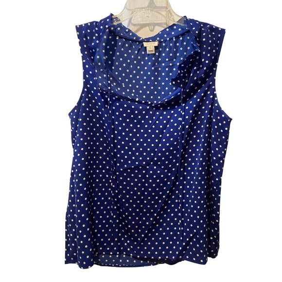 J. Crew Tops - JCrew blue polka dots tie knot top size 12